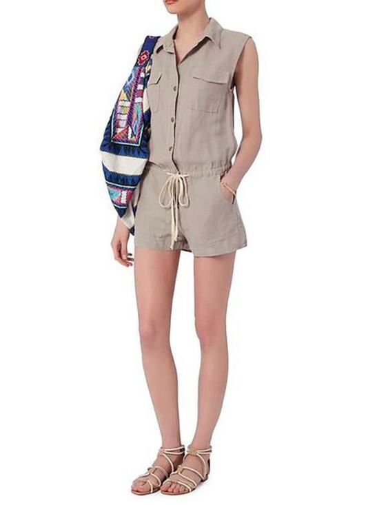 Enza Costa Pants - Enza Costa Linen Blend Cargo Romper in Gray Size 1